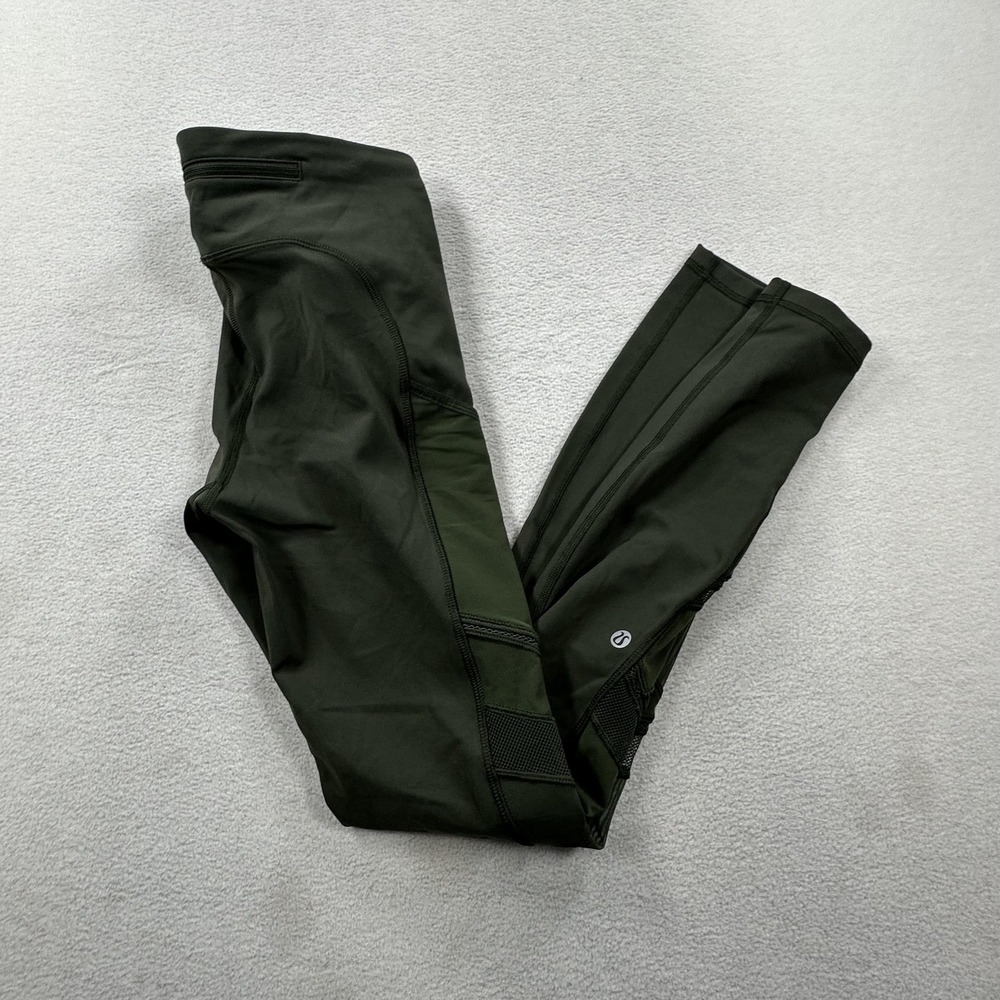 Lululemon Pants Womens 4 Green Speed Up Tight 28" Mesh Yoga Gym Running